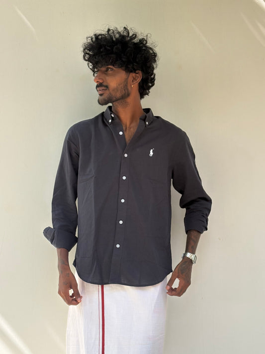 Navy Blue Linen Shirt