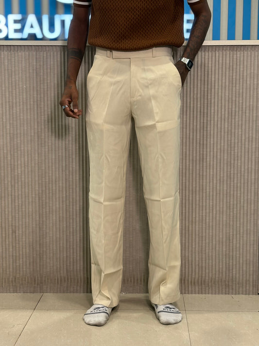 Cream Armani Loose Fit Pants