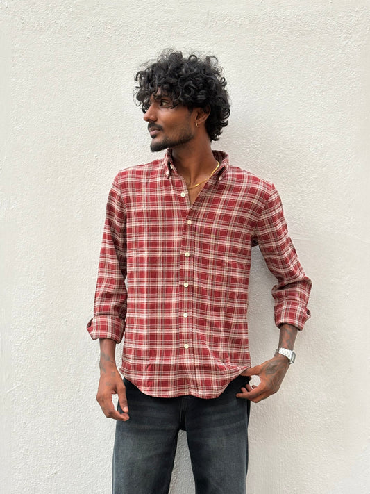 Red Imported Checked Shirt