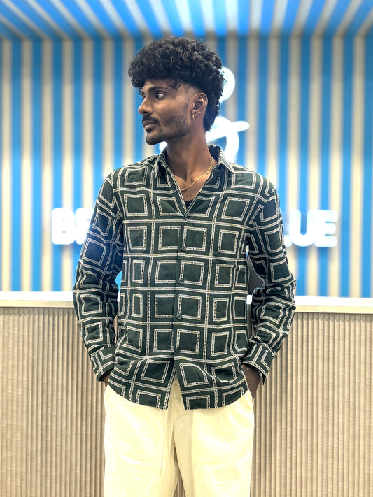 Green Jacquard Cotton Shirt