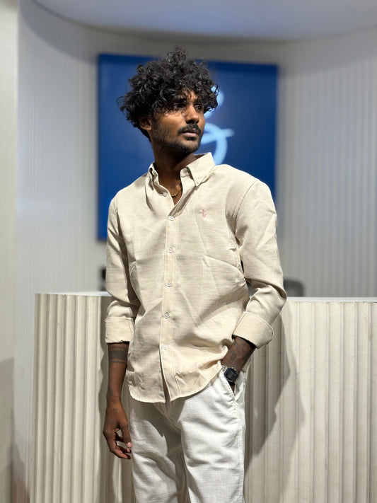 Cream Linen Blended Shirt