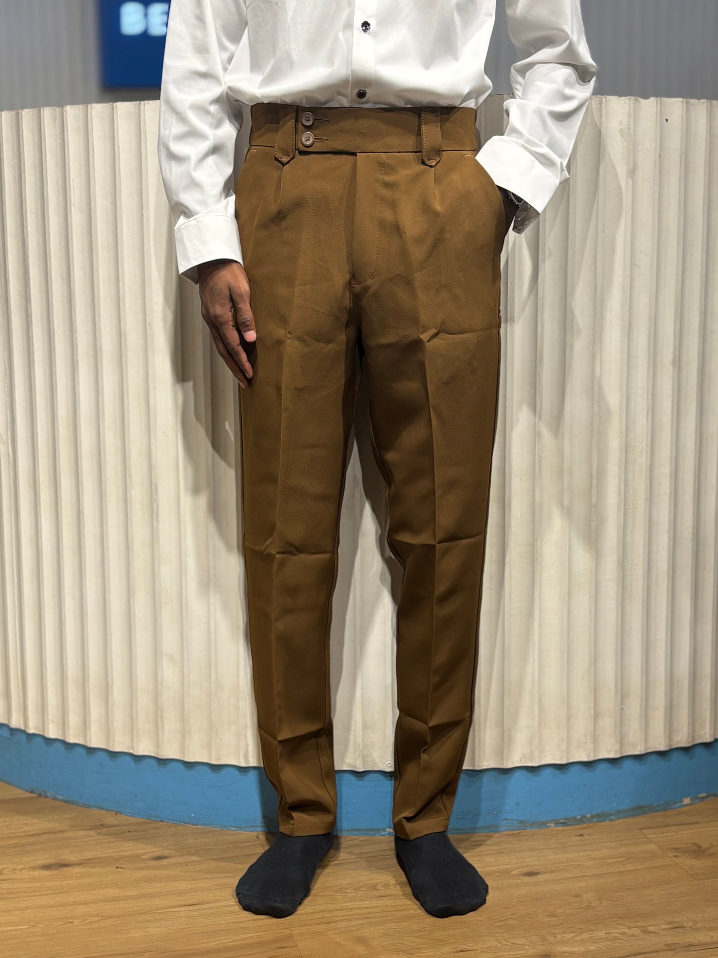Brown Korean Rib Formal Pants