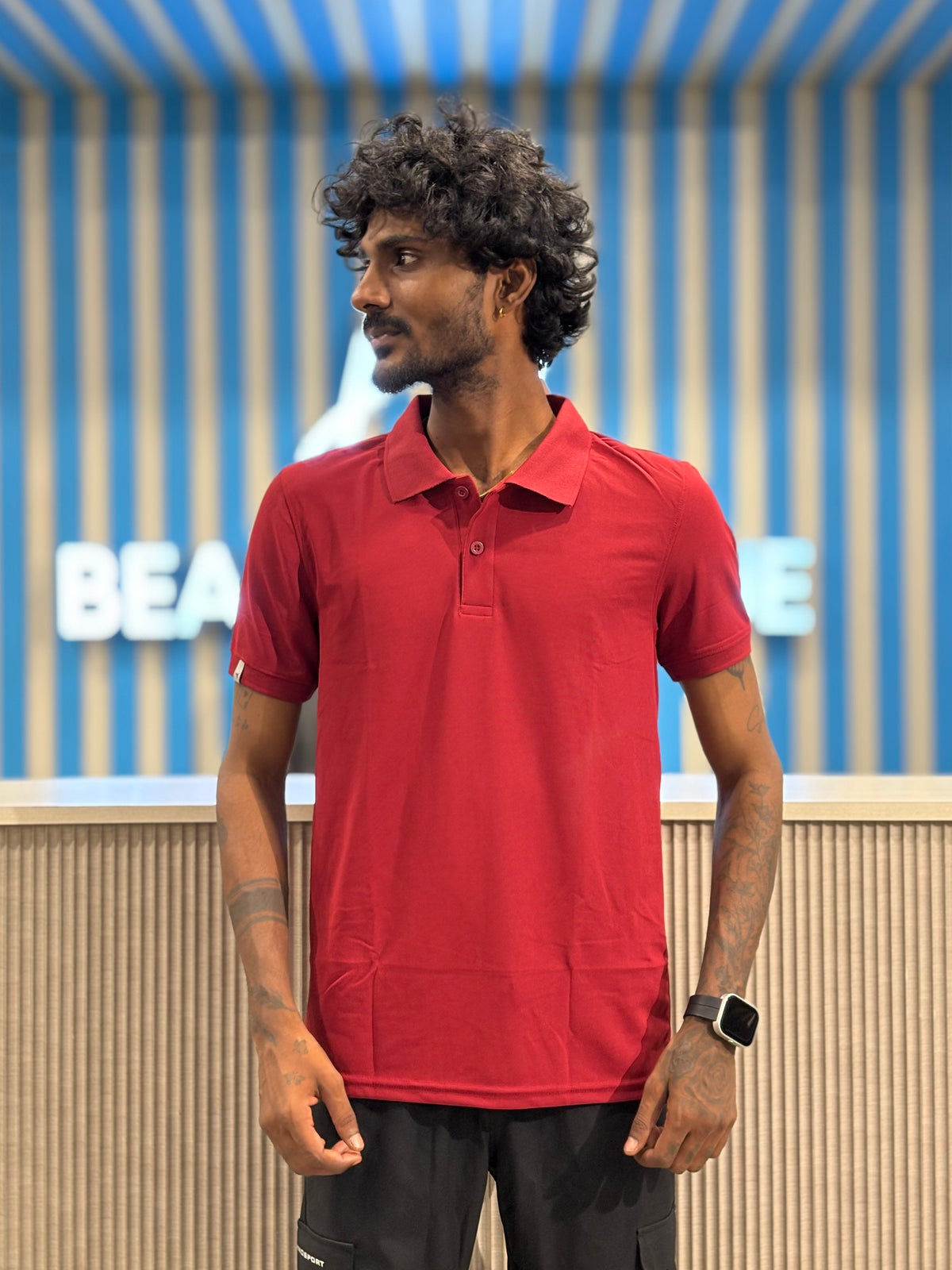 Red Honeycomb Polo Tshirt