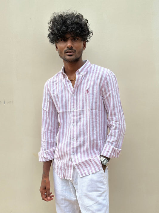Pink Striped Linen Shirt