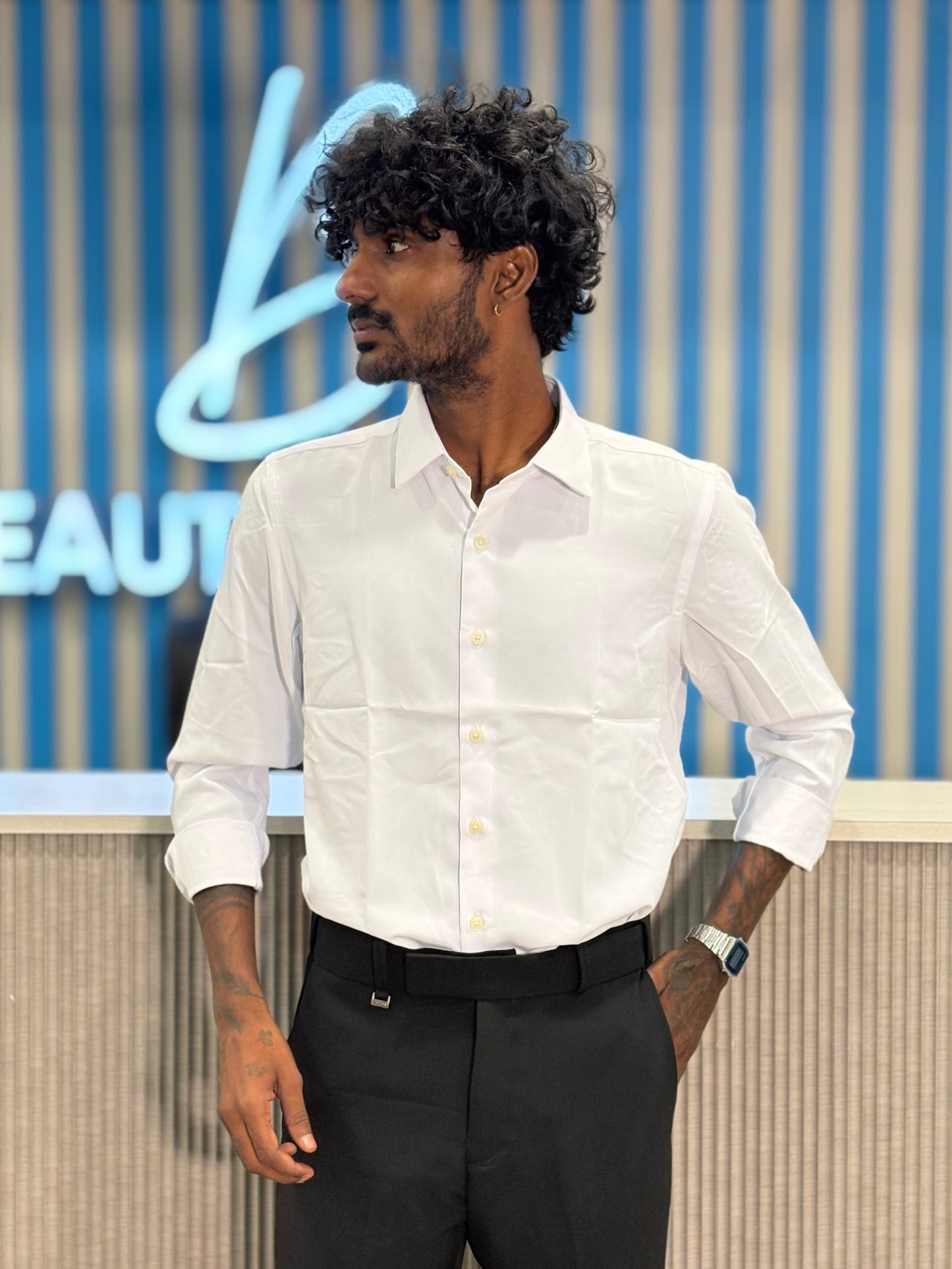 White Armani Solid Shirt