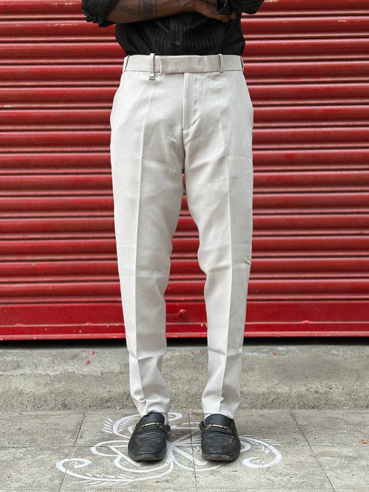 Light Beige Polo Fit Flexi Waist Formal Pants