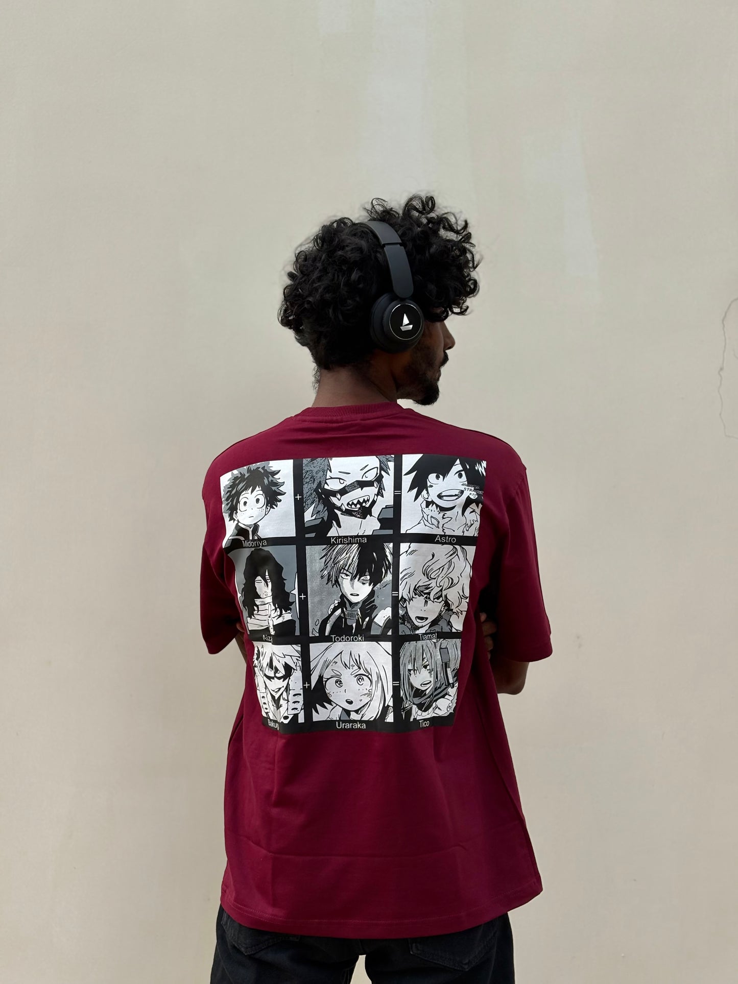 Maroon Anime Oversized Tshirt