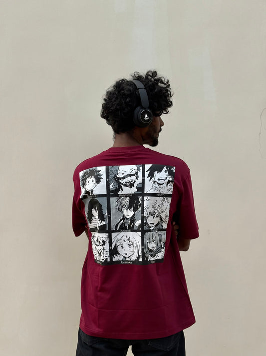 Maroon Anime Oversized Tshirt