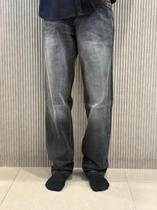 Black Acid Wash Baggy Jeans