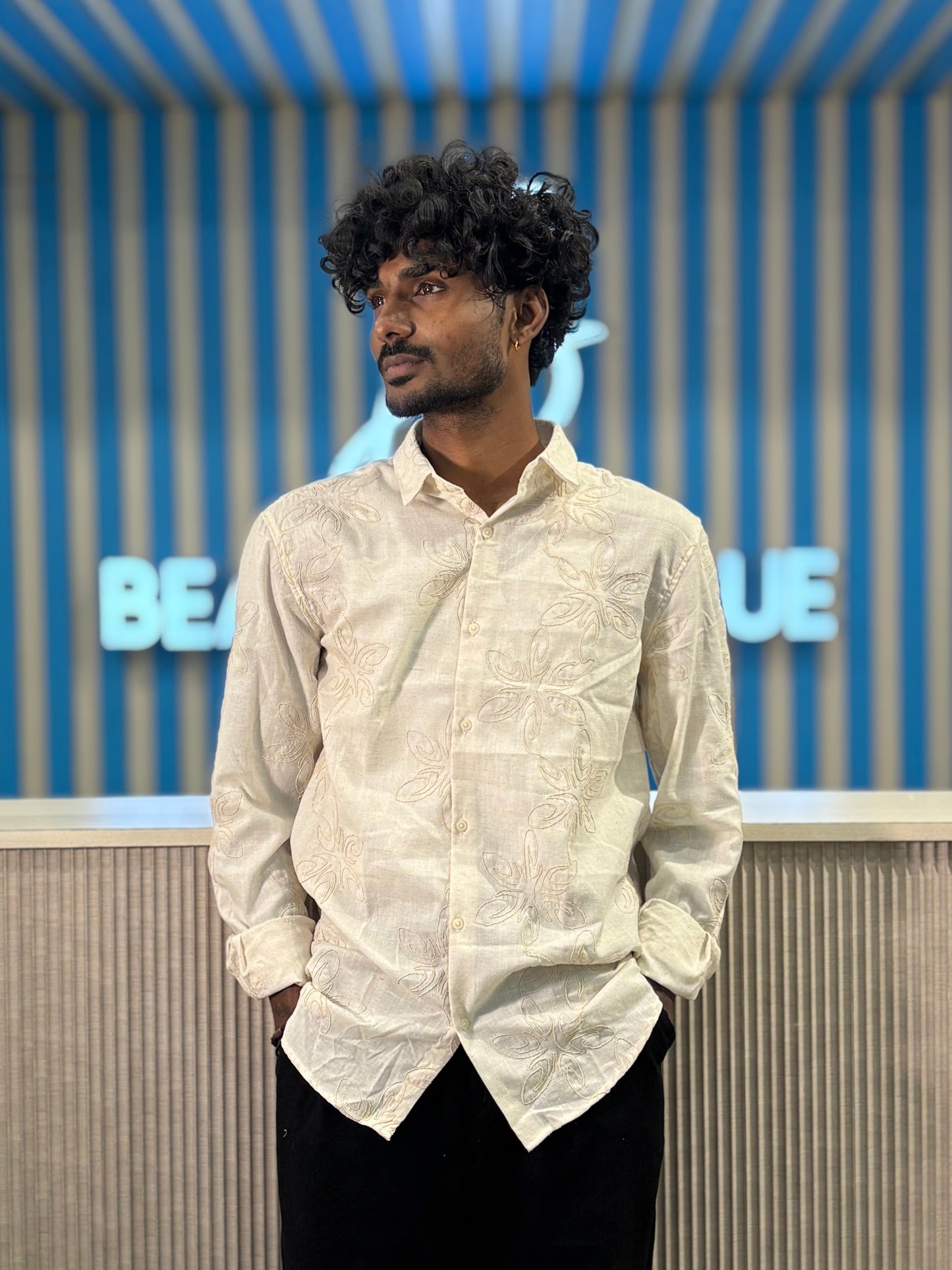 Beige Embroidery Shirt