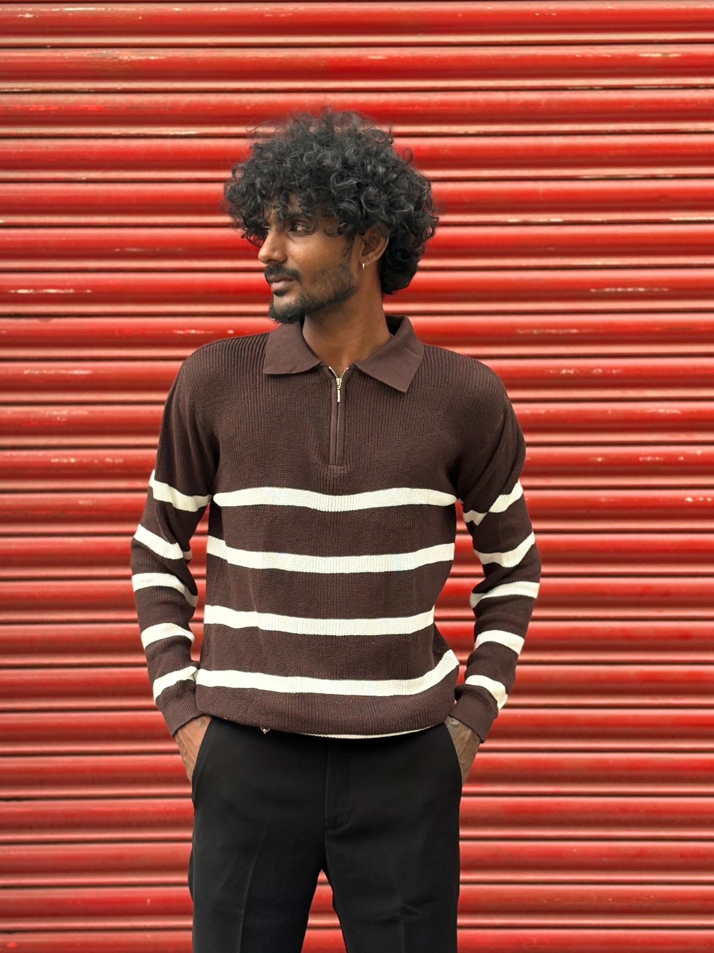 Brown Full Sleeve Polo Tshirt