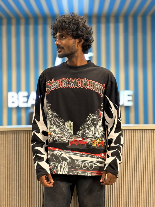 Black Streetwear Full sleeve T-shirt