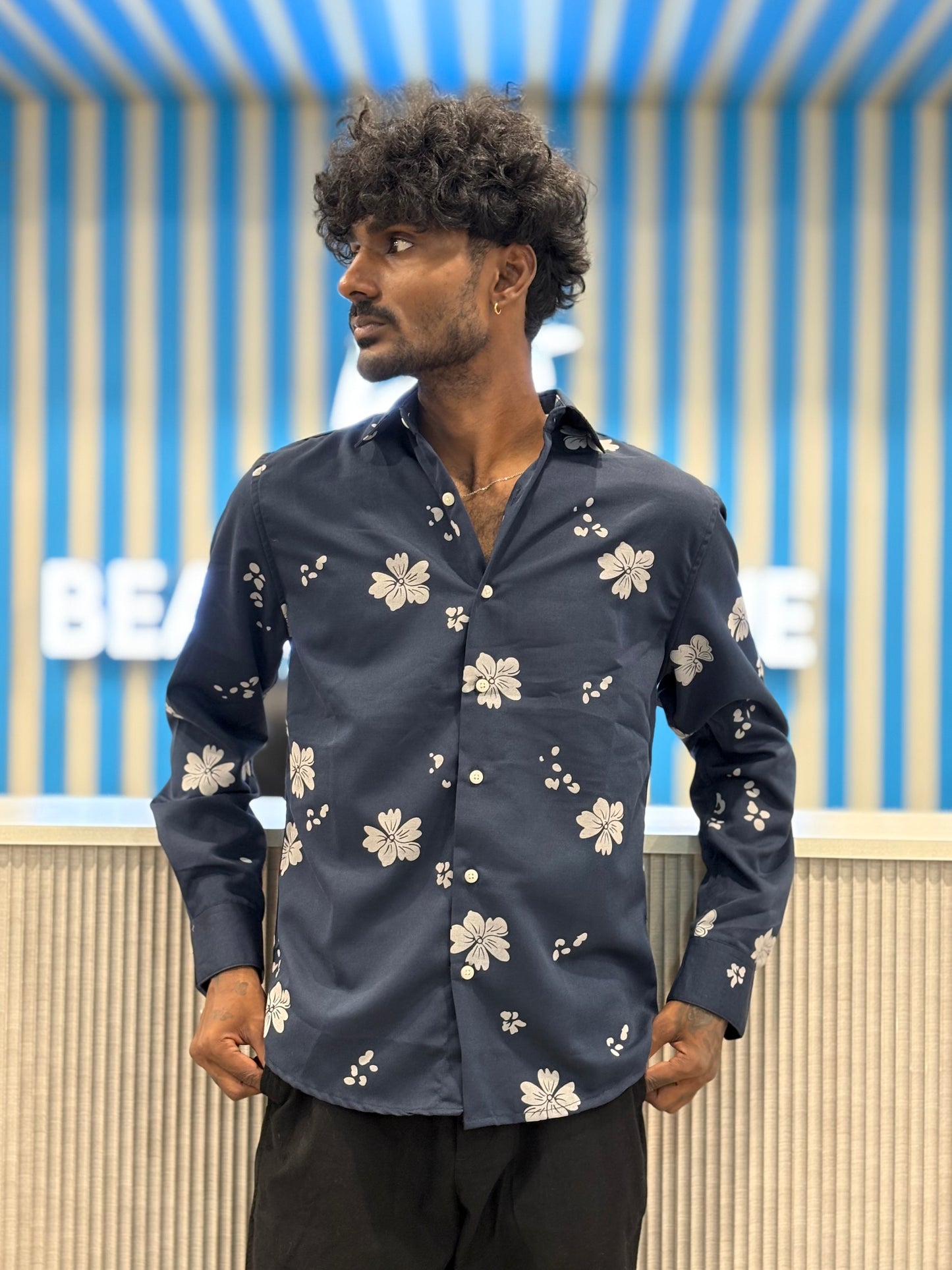 Blue Puff Printed Shirt