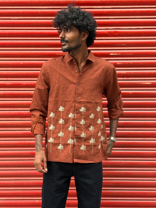 Brown Bottom Embroidery Shirt