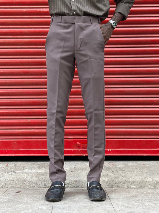 Grey Polo Fit Flexi Waist Formal Pants