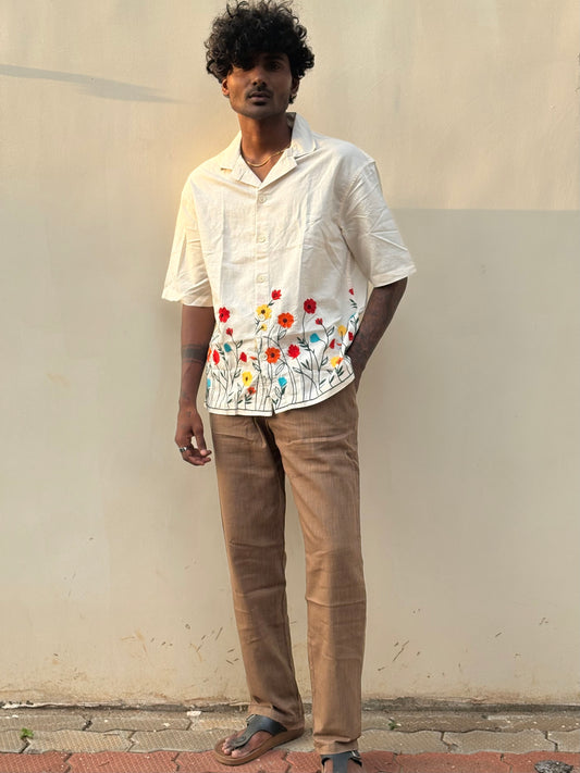 Light Brown Relax Fit Linen Pants