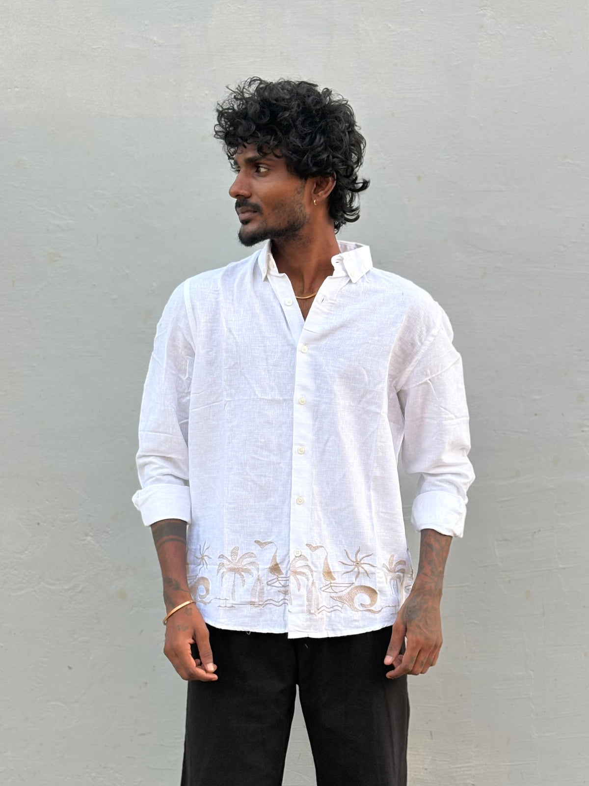 White Bottom Embroidery Shirt