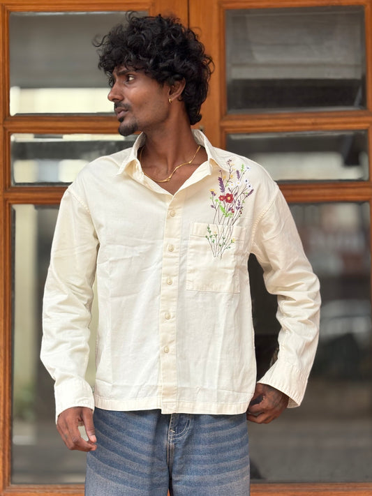 Off White Rfd Corduroy Embroidery Shirt