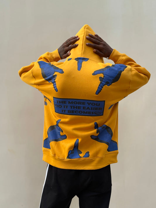 Yellow Printed Oversized Hoodie
