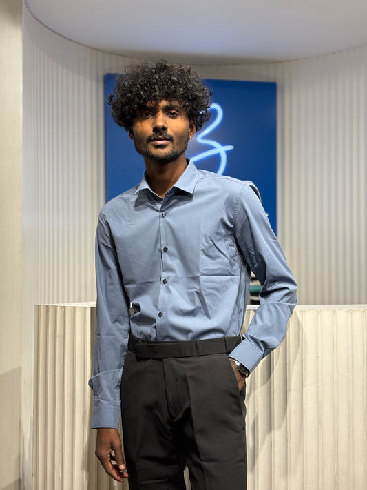 Blue Slim Fit Liquid Shirt