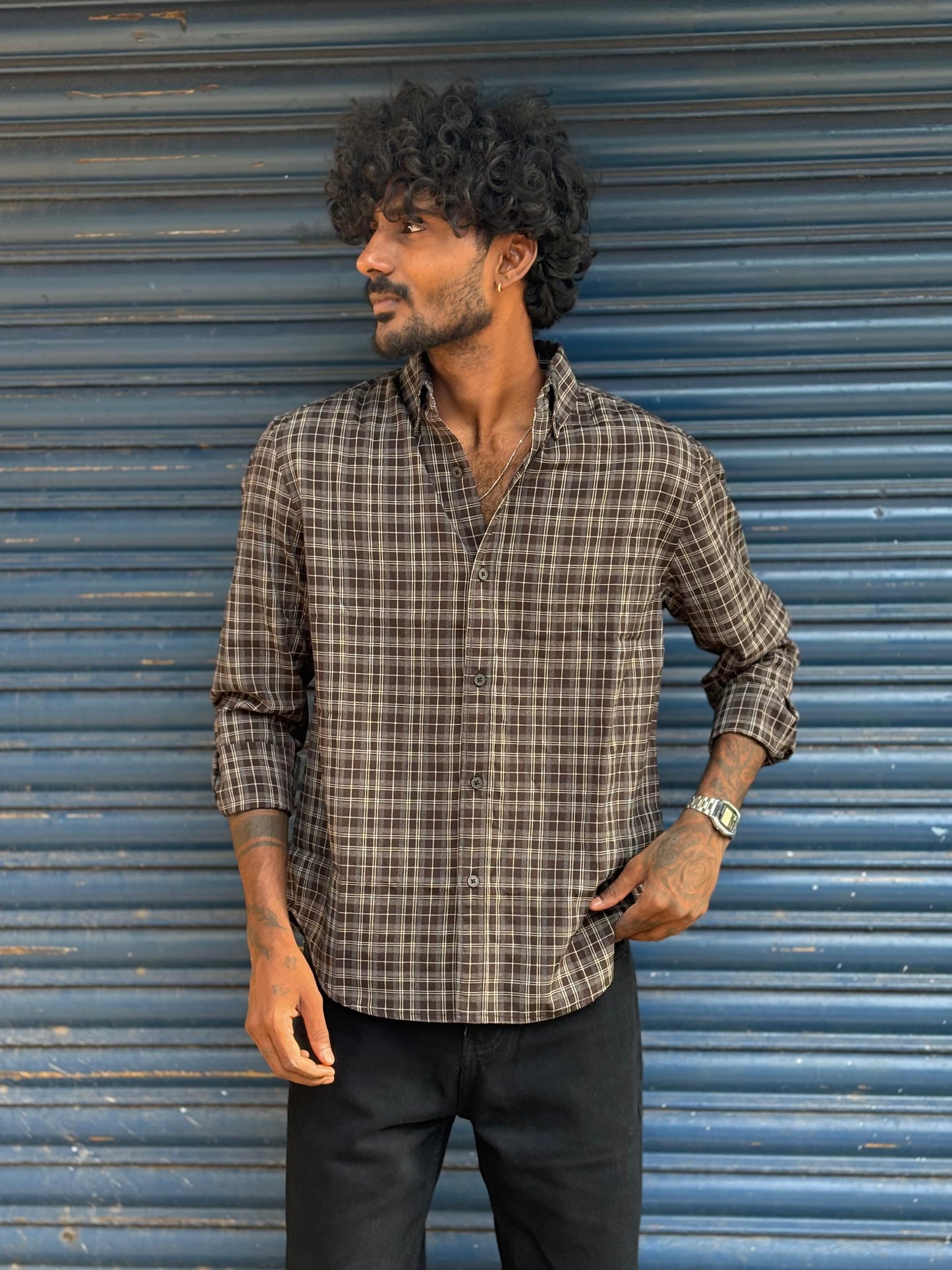 Brown Imported Checked Shirt