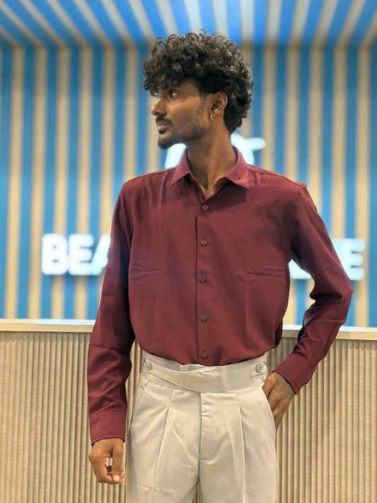 Red Armani Solid Shirt