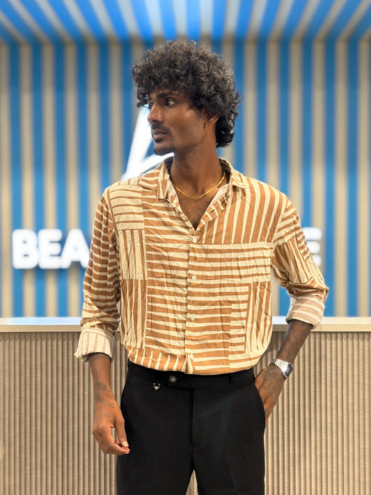 Brown Rayon Viscose Printed Shirt