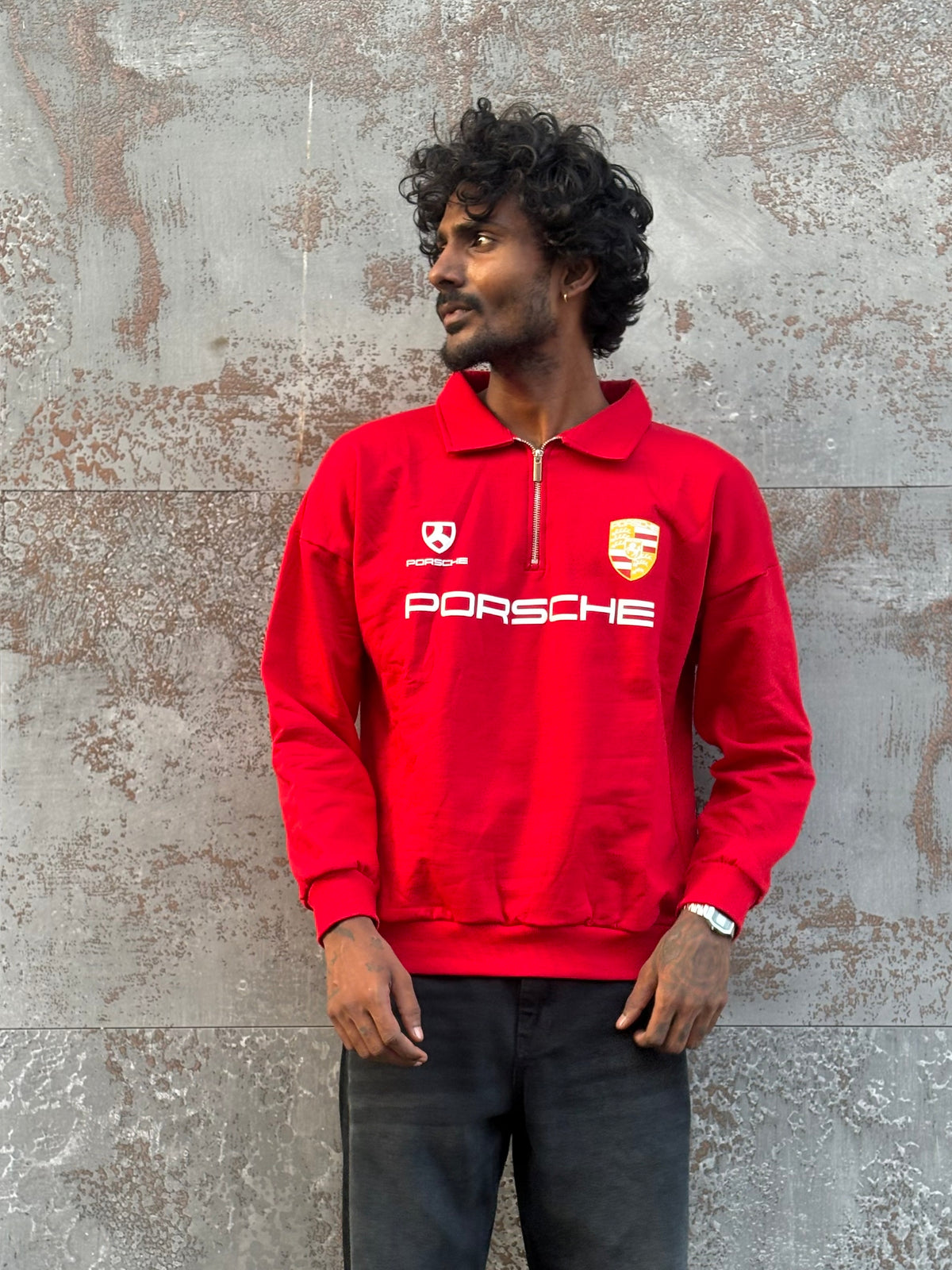 Red Porsche Zipper Sweatshirt