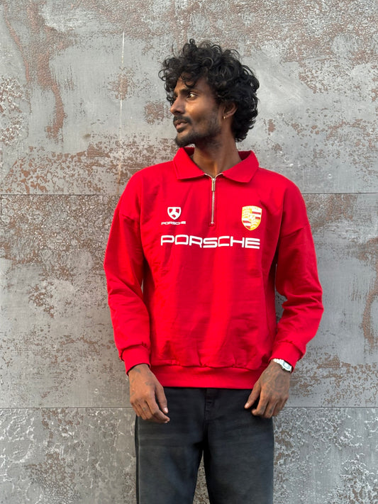 Red Porsche Zipper Sweatshirt