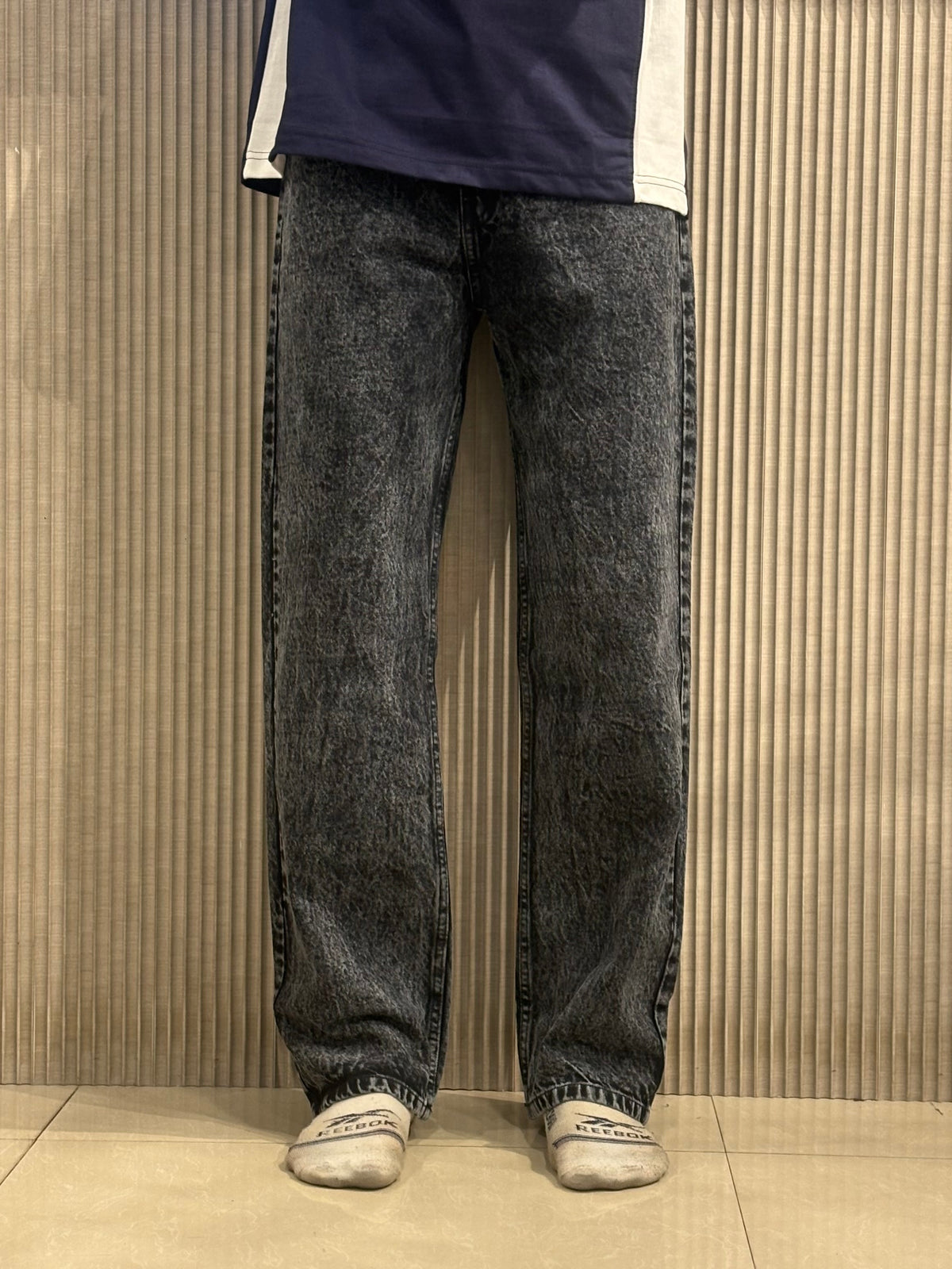 Black Acid Wash Baggy Jeans