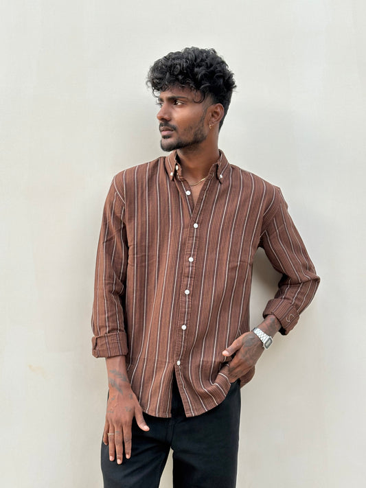 Brown Striped  Shirt