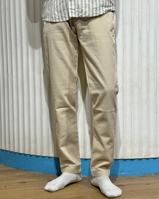 Beige Linen Draw String Pants