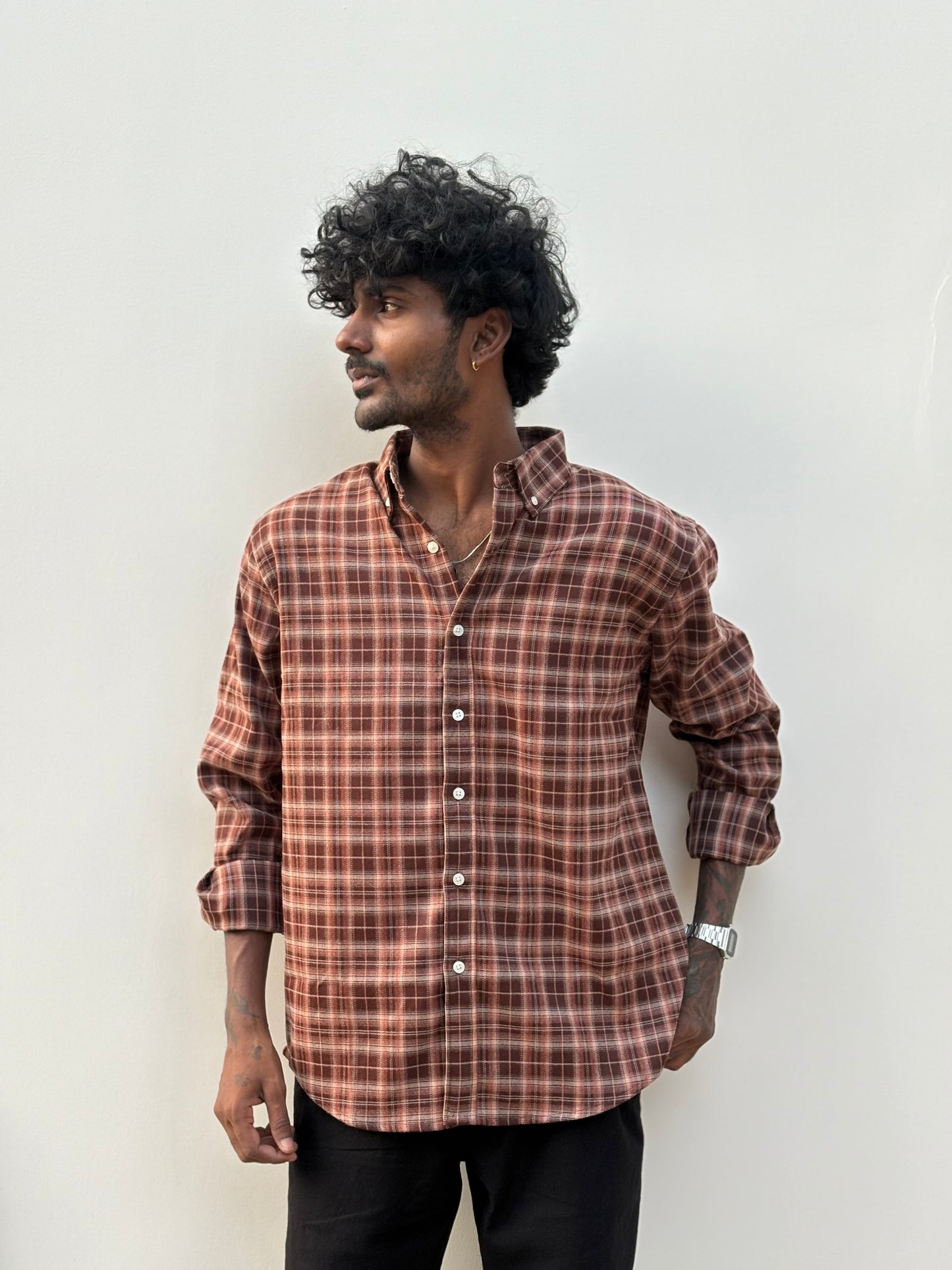 Brown Imported Checked Shirt