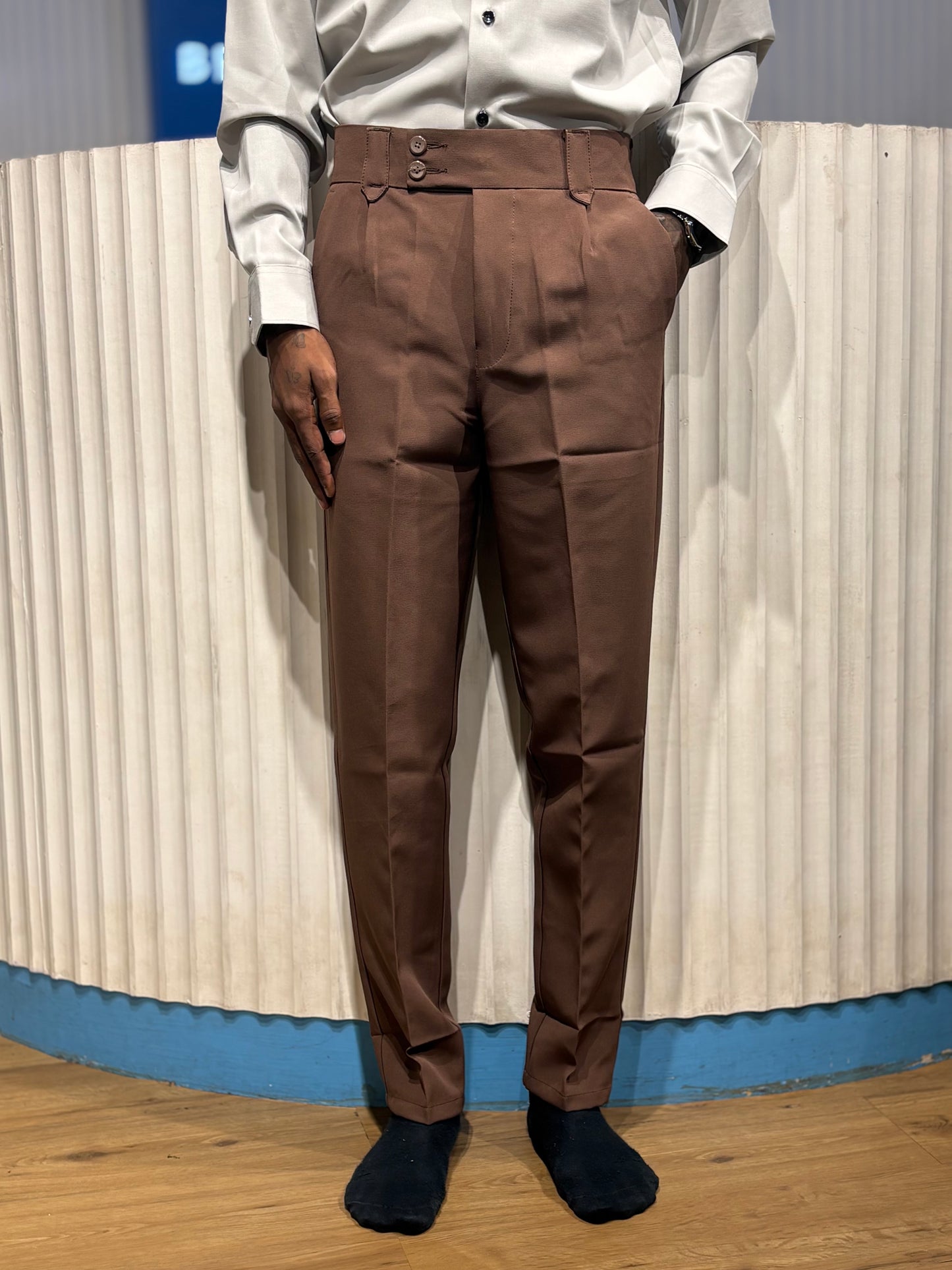 Brown Korean Rib Formal Pants