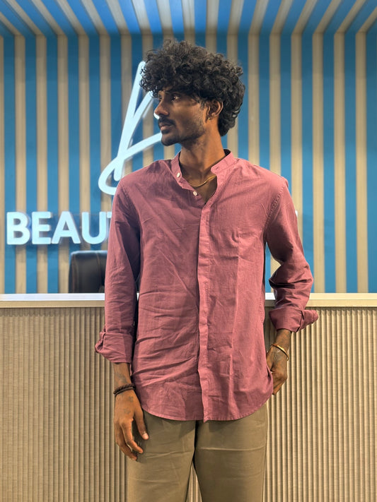 Onion Linen Mandarin Collar Shirt