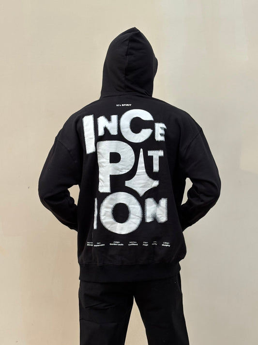 Black Printed Oversized Hoodie