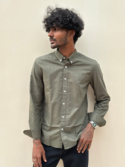 Dark Green Elbow Patch Shirt