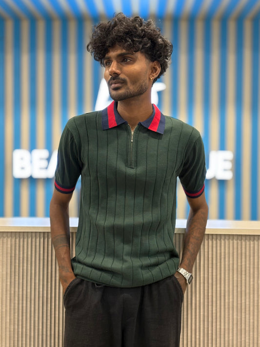 Green Zipper Polo Tshirt