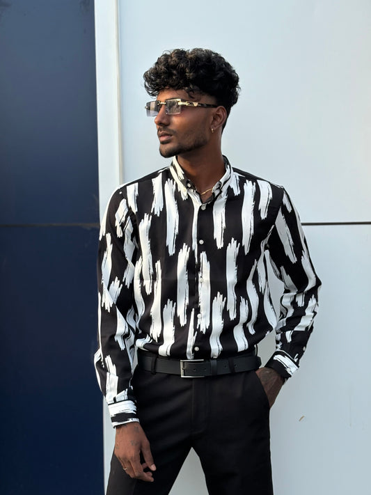 Black And White Imported Rayon Viscose Shirt