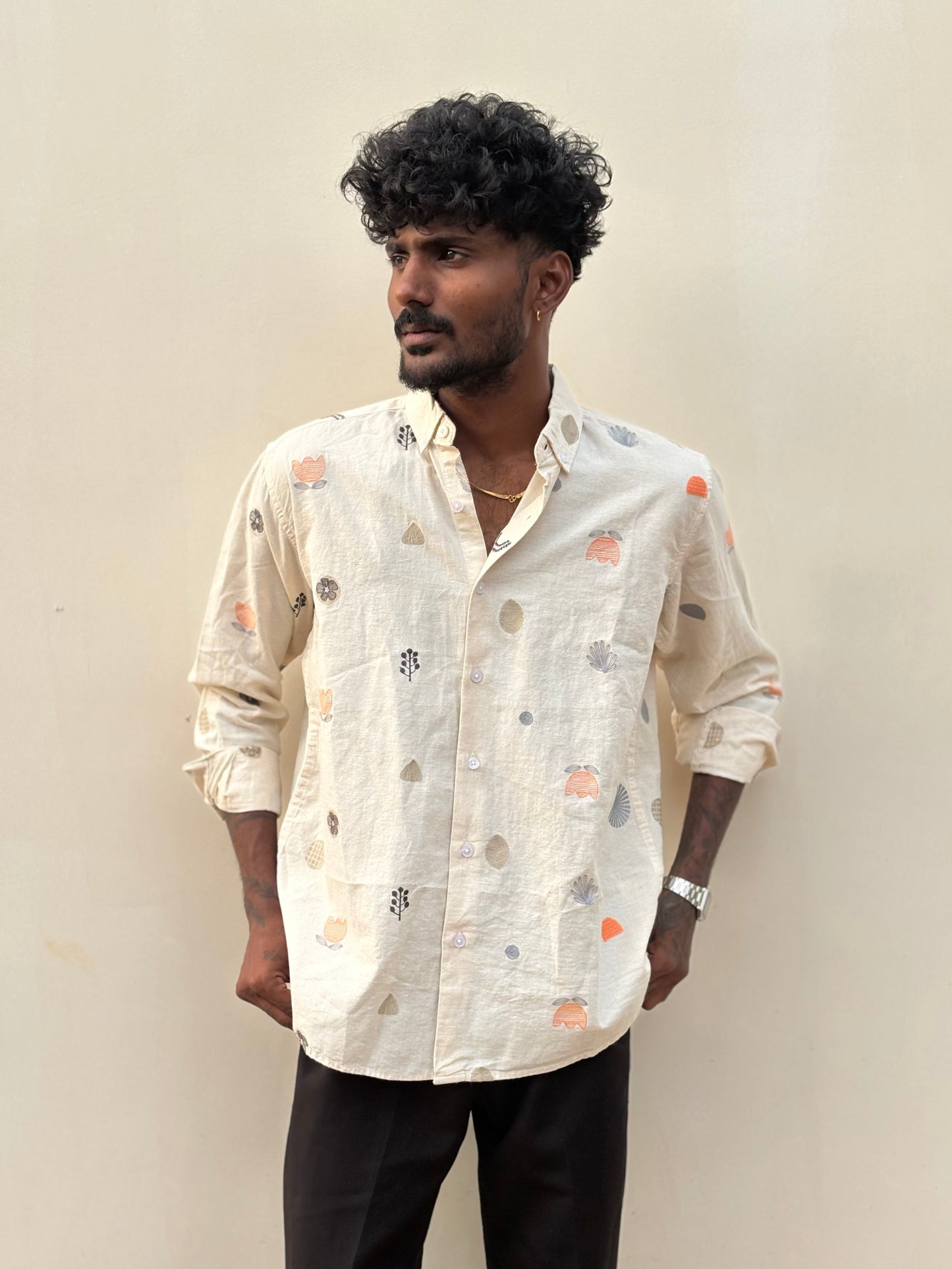 Off White Embroidery Shirt