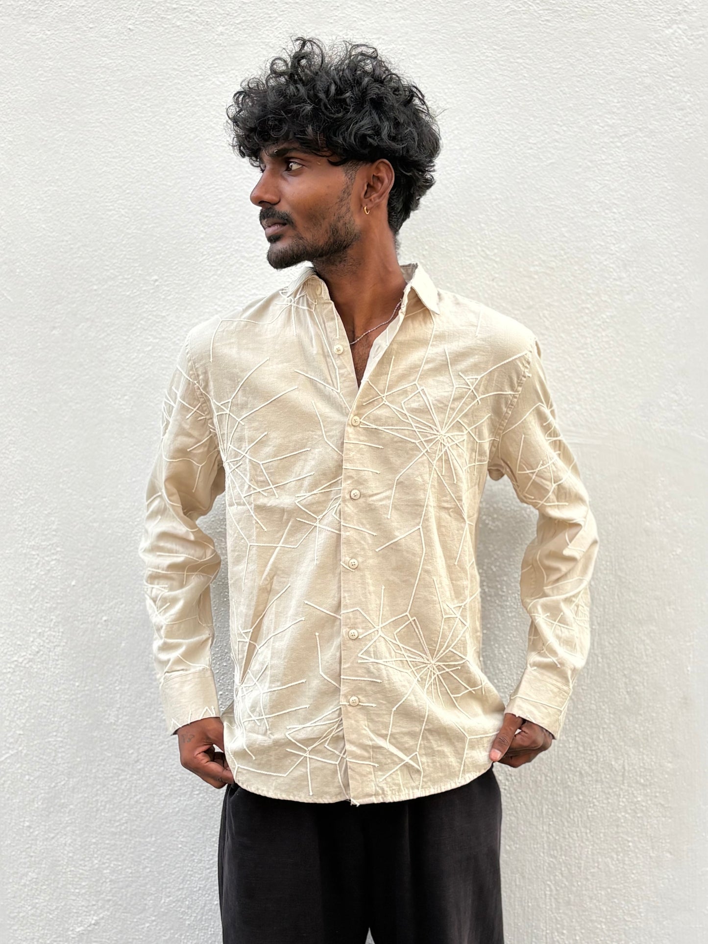 Beige Embroidery Shirt