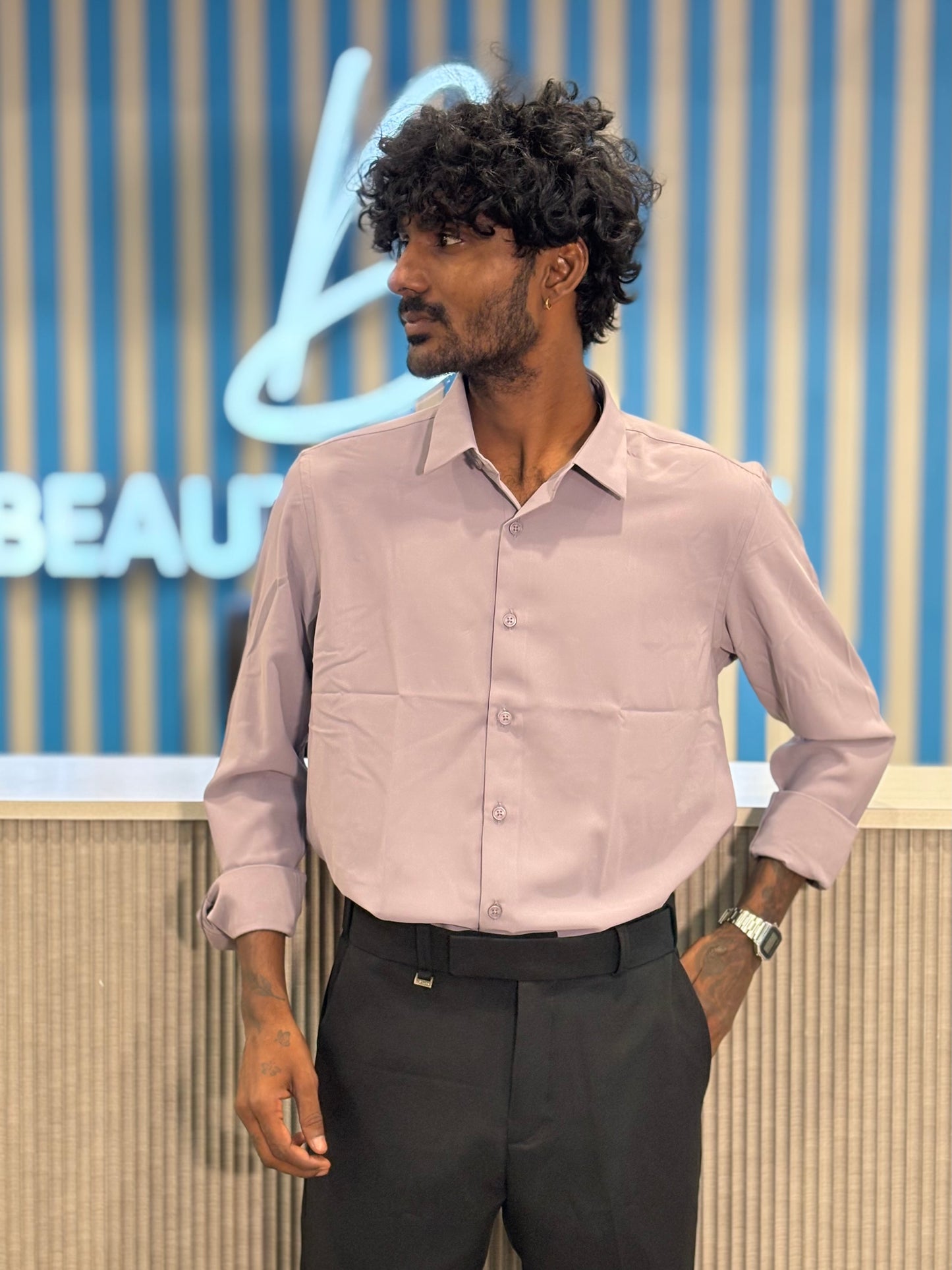 Dusty Lilac Armani Solid Shirt