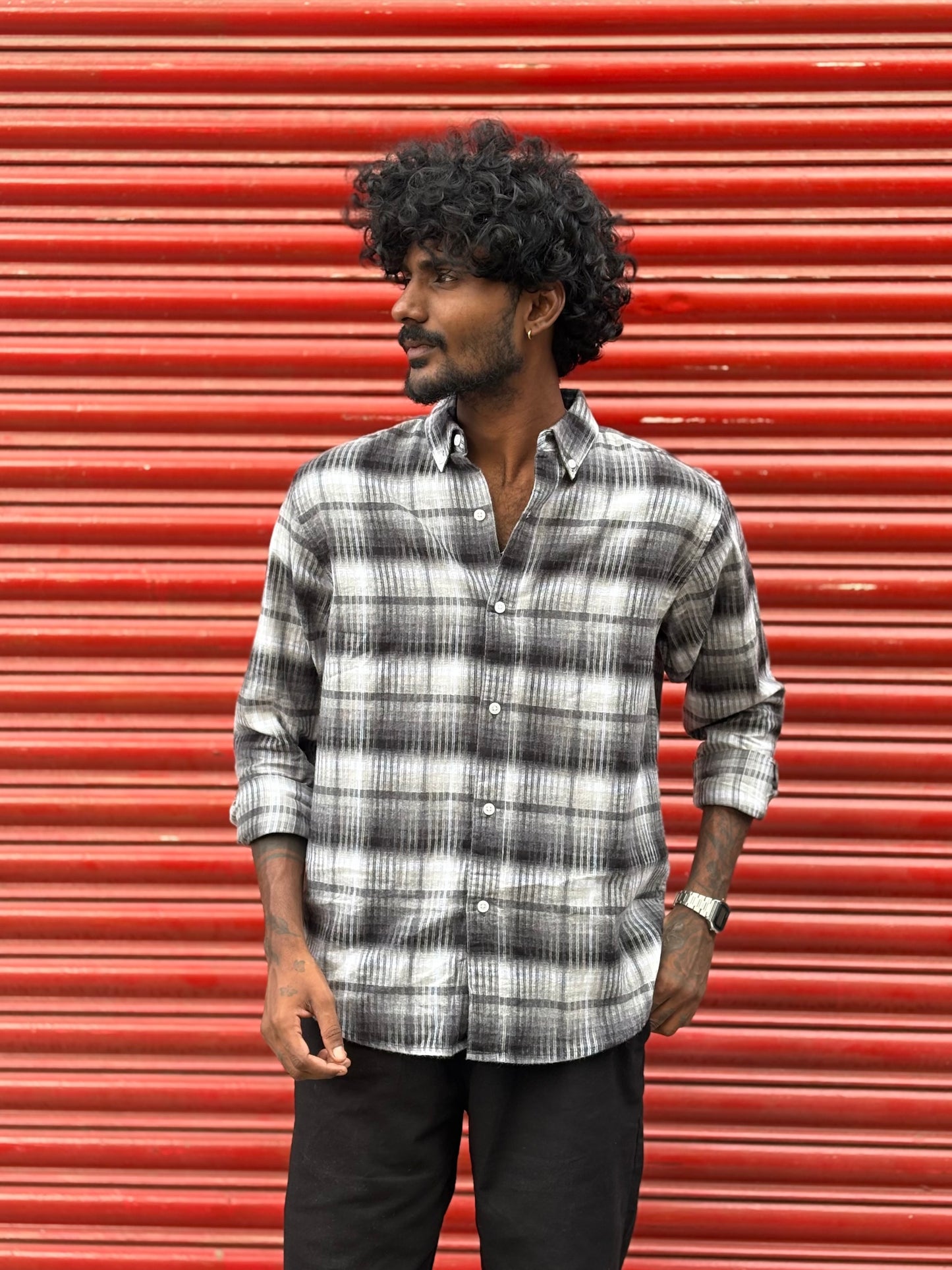 Black Flannel Checked Shirt