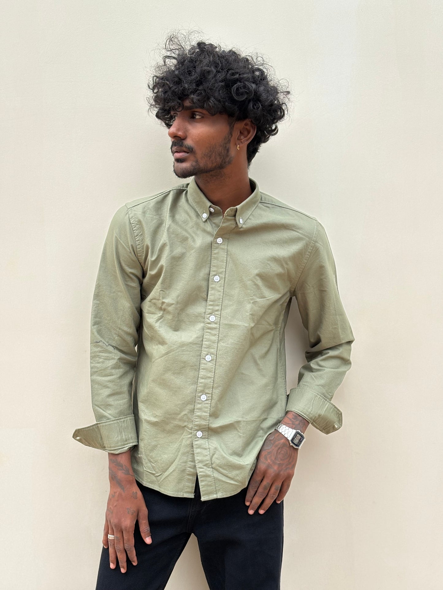 Light Green Elbow Patch Shirt