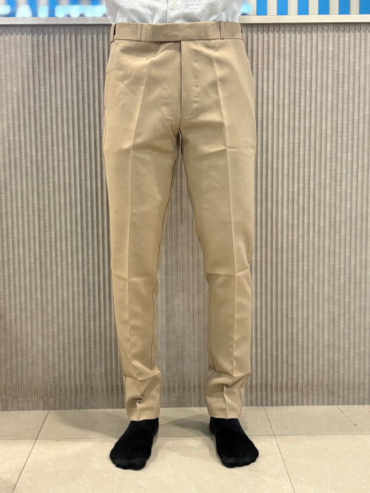 Beige Polo Fit Formal Pants