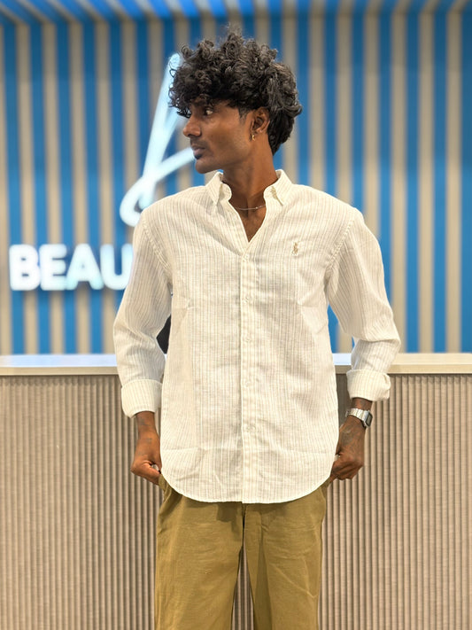 White Striped Old Money Shirt