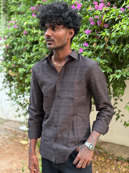 Black Self Textured Shirt