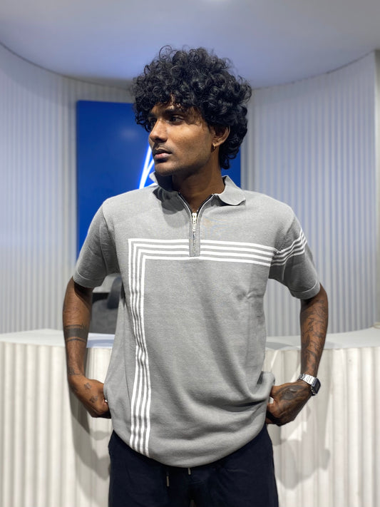 Grey Old Money Polo Tshirt