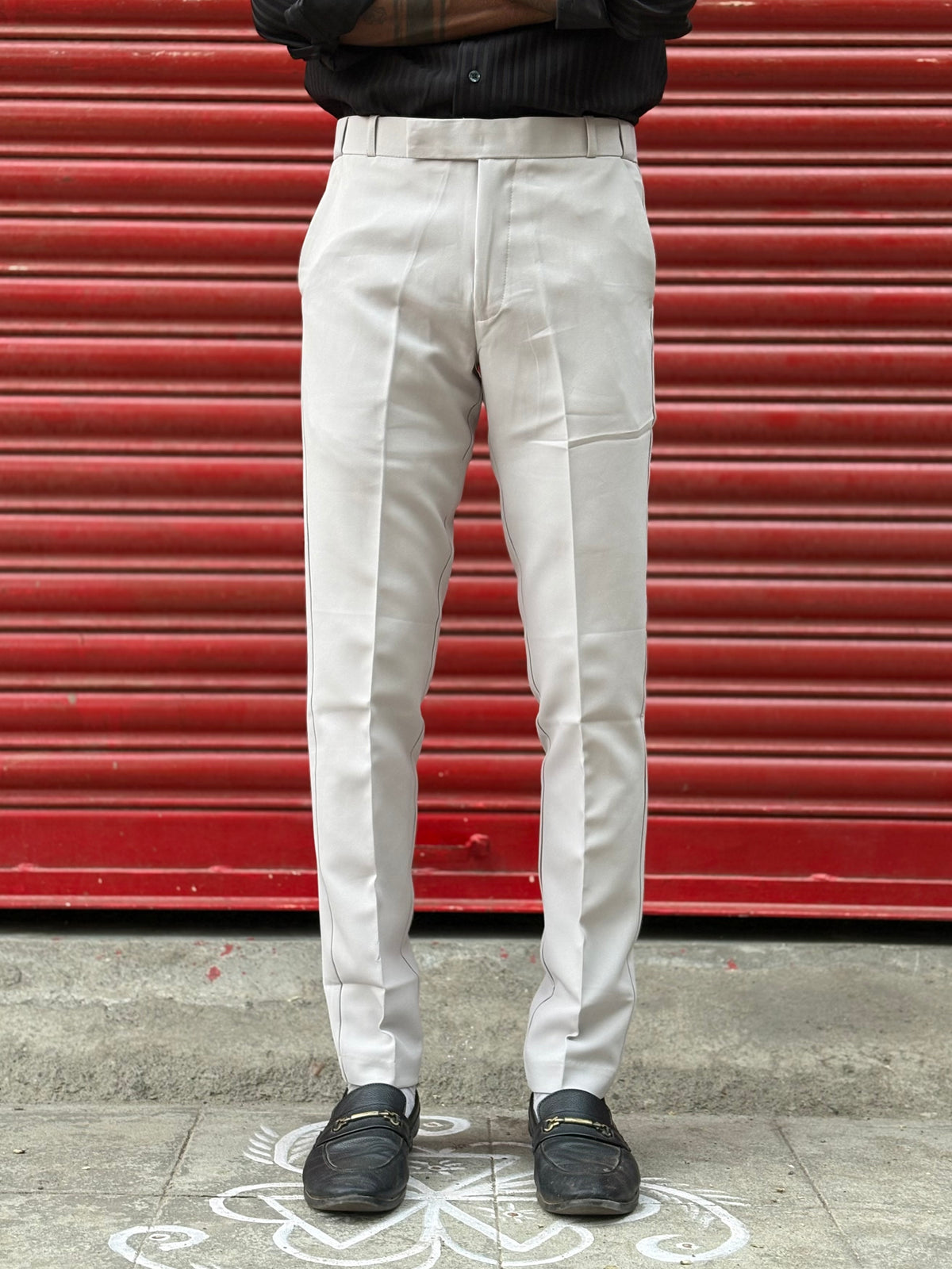 Light Grey Polo Fit Flexi Waist Formal Pants