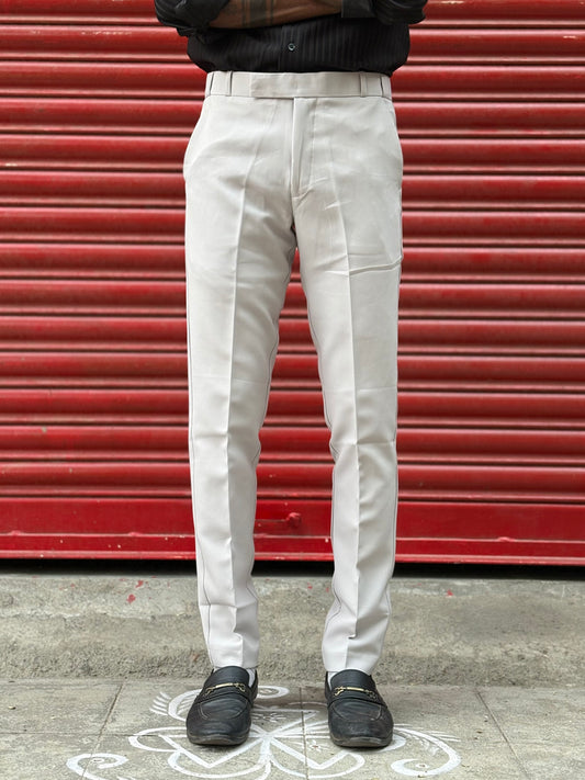 Light Grey Polo Fit Flexi Waist Formal Pants